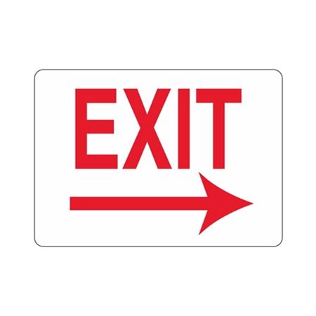 EXIT Right Arrow(Red Text on White) 10"x14" Sign